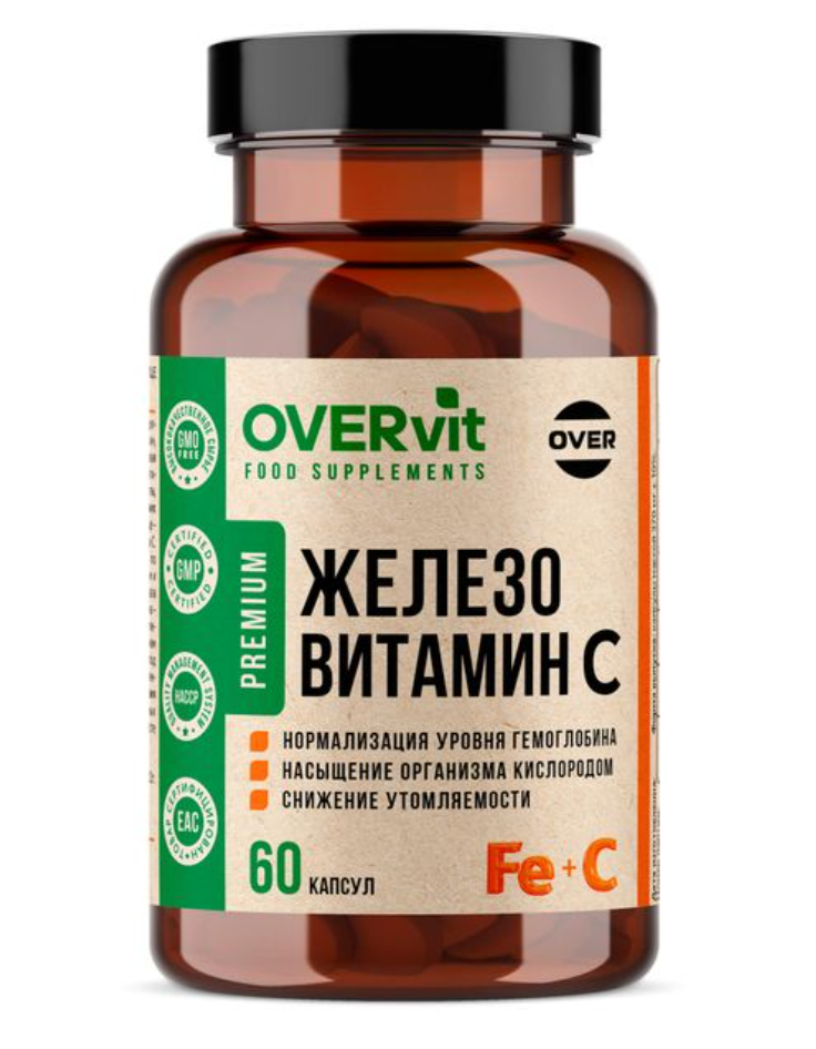 фото упаковки OVERvit Железо+Витамин С