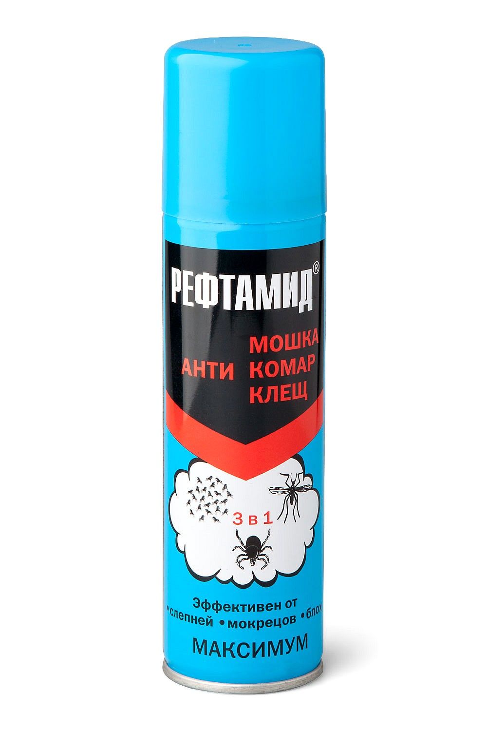фото упаковки Рефтамид Максимум аэрозоль от комаров клещей и мошек