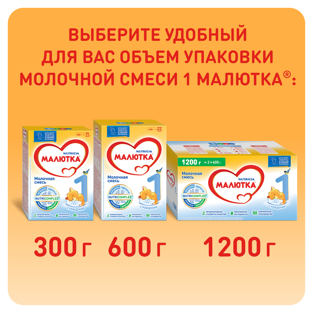 Малютка 1 Молочная смесь, смесь молочная сухая, 600 г, 1 шт.