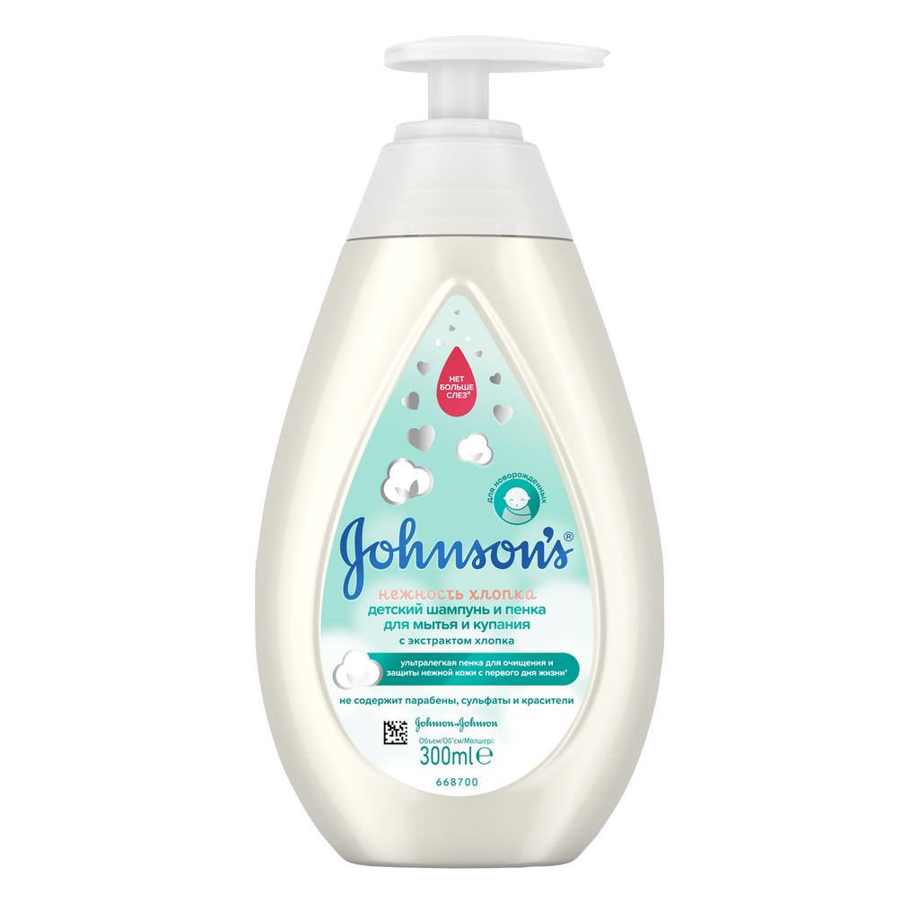 фото упаковки Johnson's Детский шампунь и пенка Нежность хлопка