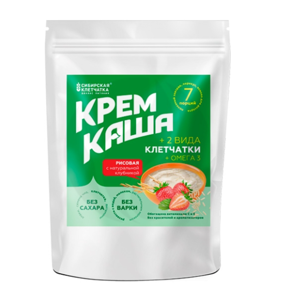 фото упаковки Сибирская клетчатка Крем каша рисовая с клубникой