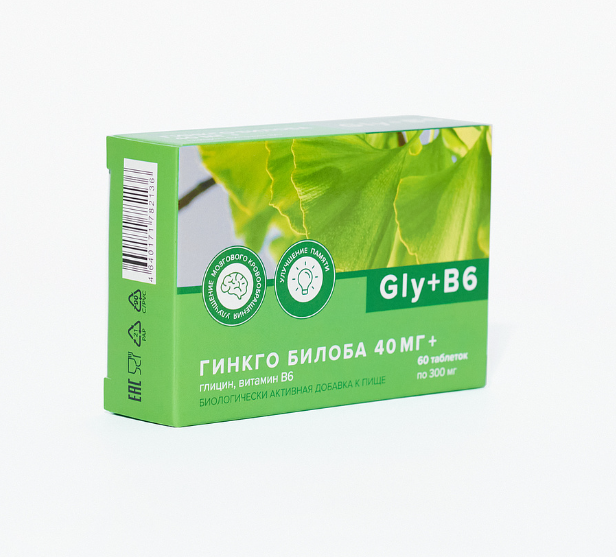 фото упаковки Гинкго билоба 40мг + глицин и витамин B6 ТМ