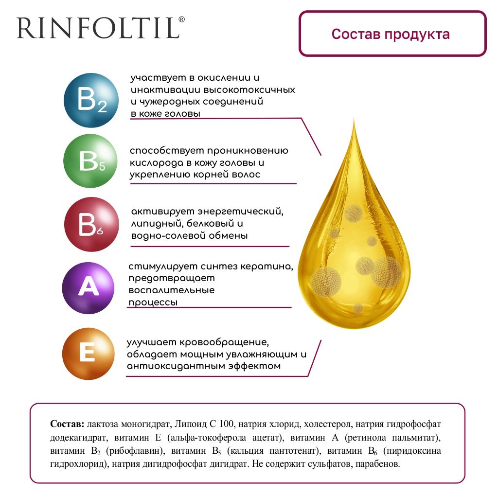 Rinfoltil Сыворотка для ослабленных и истонченных волос, липосомальная сыворотка, 30 шт.