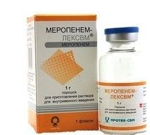 Меропенем-ЛЕКСВМ, 1 г, порошок для приготовления раствора для внутривенного введения, 1 шт.
