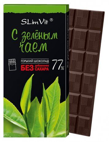 фото упаковки Slim Vit Шоколад горький с зеленым чаем