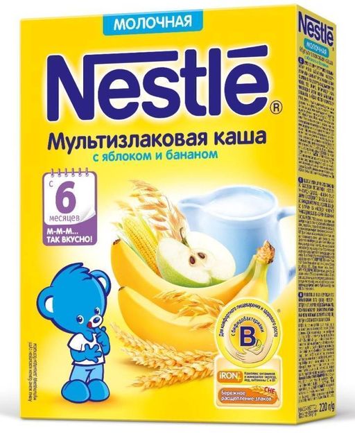 Nestle Каша молочная мультизлаковая яблоко банан, каша детская молочная, 220 г, 1 шт. цена