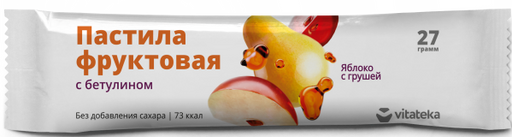 Витатека Пастила фруктовая Яблоко с грушей, 27 г, 1 шт. цена