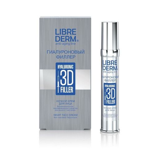 Librederm 3D Гиалуроновый филлер Ночной крем для лица, крем для лица, 30 мл, 1 шт.