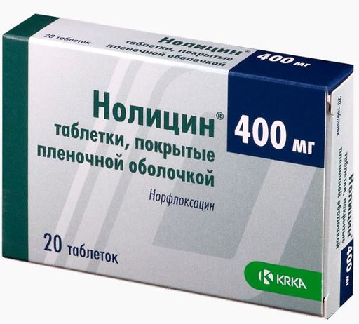 Нолицин, 400 мг, таблетки, покрытые пленочной оболочкой, 20 шт. цена