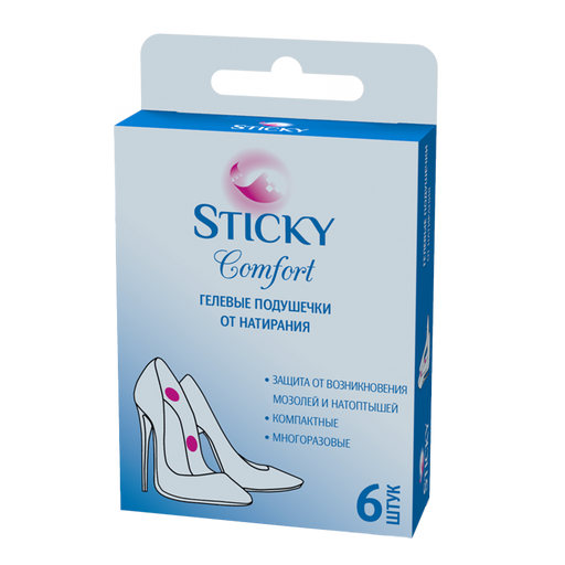Sticky Комфорт подушечки гелевые от натирания, 6 шт. цена