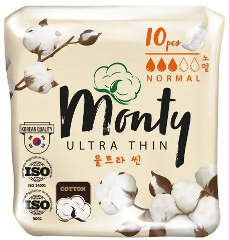 Monty Ultra Thin прокладки Normal plus, 3 капли, прокладки гигиенические, 10 шт.