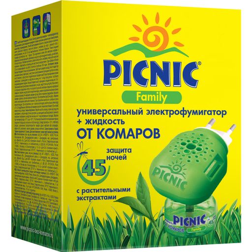 Picnic Family  Фумигатор + жидкость от комаров, на 45 ночей, комплект, 30 мл, 1 шт.