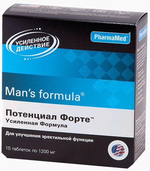 Man's formula Потенциал Форте Усиленная формула, 1200 мг, таблетки, 15 шт. цена