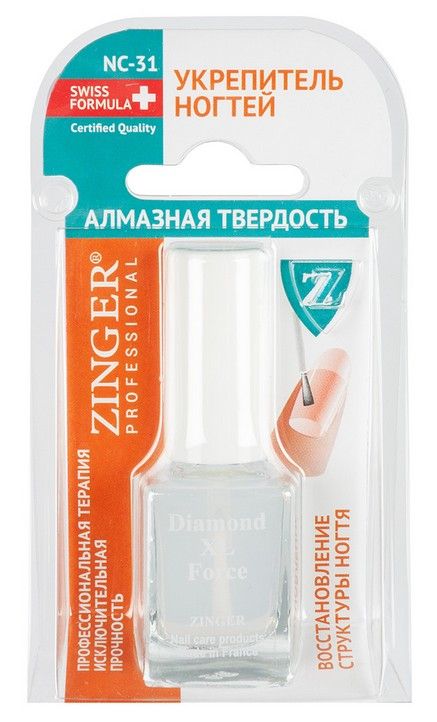 Zinger Средство для укрепления ногтей Алмазная твердость, лак для ногтей, 12 мл, 1 шт.