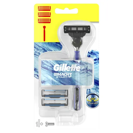 Gillette Mach3 Start Станок со сменными лезвиями, с 3 сменными кассетами, 1 шт. цена