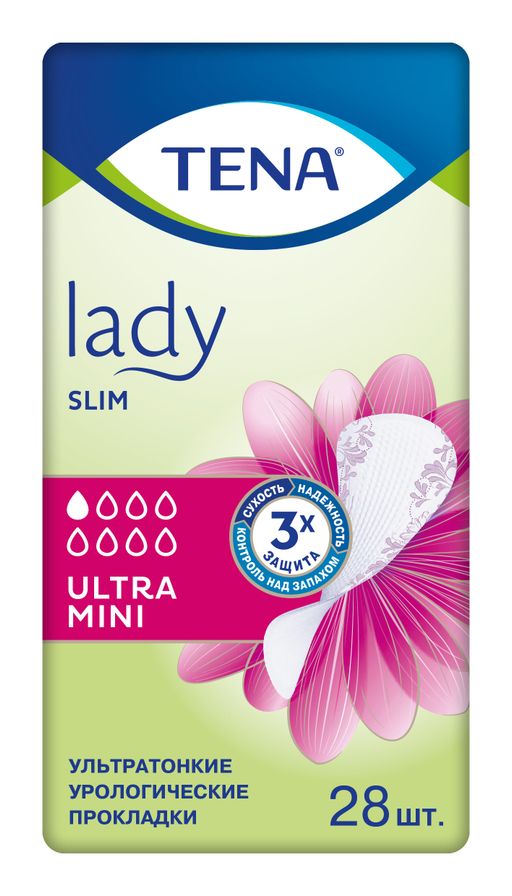 Прокладки урологические Tena Lady Slim Ultra Mini, прокладки урологические, 1 капля, 28 шт.