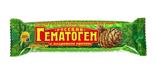 Гематоген Русский с кедровым орехом, плитка, 40 г, 1 шт.