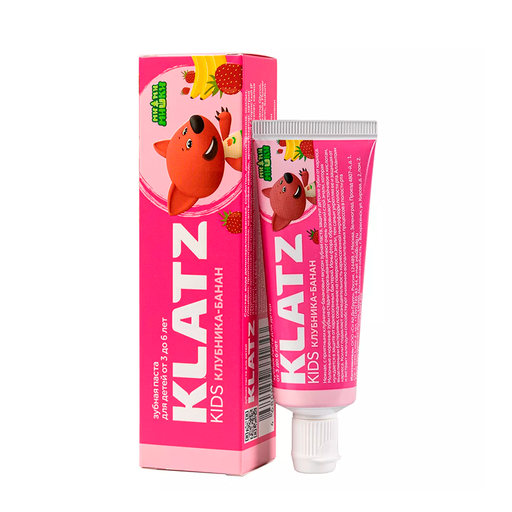 Klatz Kids Зубная паста для детей, паста зубная, Мимимишки клубника-банан, 40 мл, 1 шт.