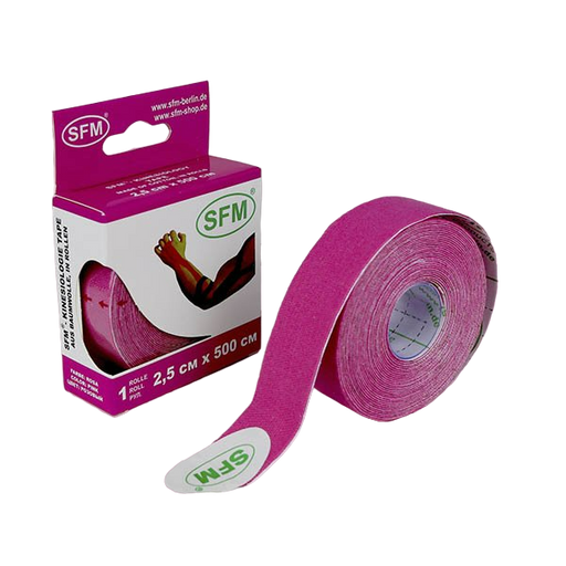 SFM-Plaster кинезио-тейп лента, 2,5см х 5м, розового цвета, 1 шт.