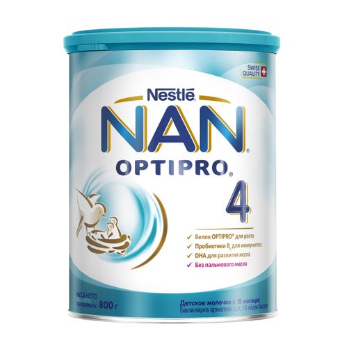 NAN 4 Optipro, для детей с 18 месяцев, напиток молочный сухой, с пробиотиками, 800 г, 1 шт.