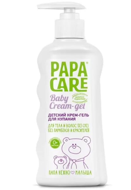 Papa Care Крем-гель детский для купания, крем-гель, для детей с рождения, 250 мл, 1 шт.