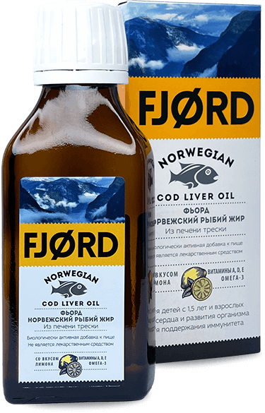 Fjord норвежский рыбий жир из печени трески, со вкусом лимона, 100 мл, 1 шт.